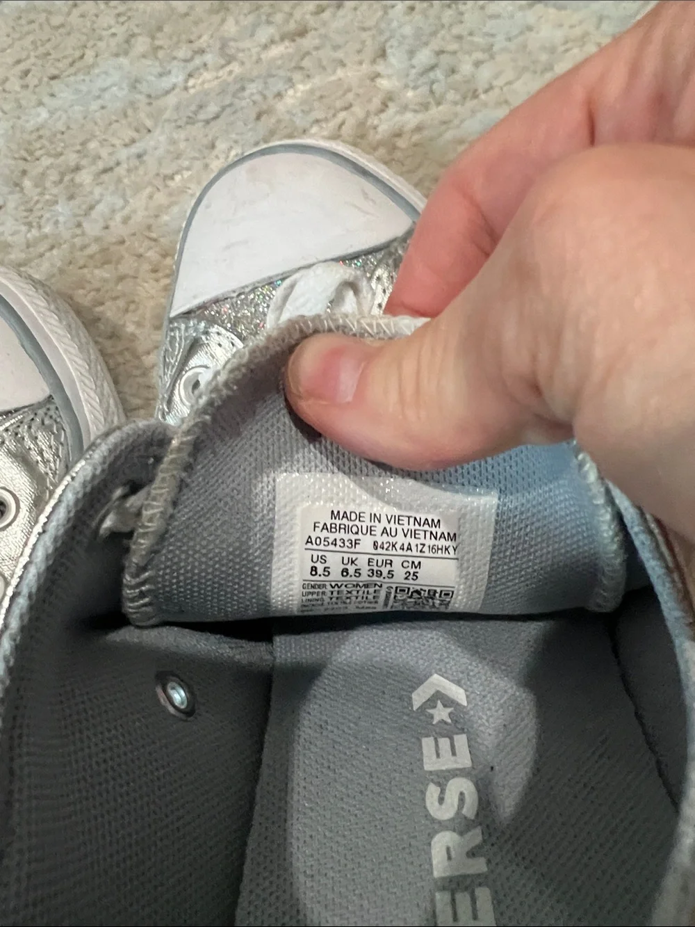 Converse Metallic Silver Low Top Sneakers